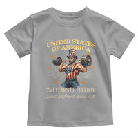 USA 250 Years of Freedom Muscular Uncle Sam Weightlifter Toddler T Shirt Built Different Since 1776 Funny Patriotic Buff Graphic