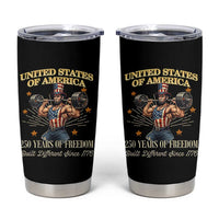 USA 250 Years of Freedom Muscular Uncle Sam Weightlifter Tumbler Cup Built Different Since 1776 Funny Patriotic Buff Graphic