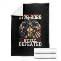 Still Undefeated 1776 to 2026 Muscular Uncle Sam Throw Blanket Buff Bodybuilder American Flag 250th Anniversary Semiquincentennial