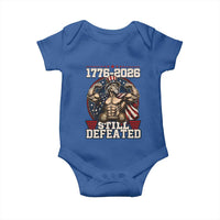 Still Undefeated 1776 to 2026 Muscular Uncle Sam Baby Onesie Buff Bodybuilder American Flag 250th Anniversary Semiquincentennial