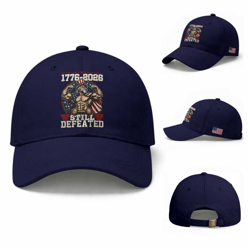 Still Undefeated 1776 to 2026 Muscular Uncle Sam Baseball Cap Buff Bodybuilder American Flag 250th Anniversary Semiquincentennial