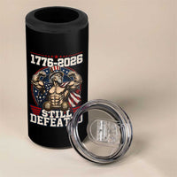 Still Undefeated 1776 to 2026 Muscular Uncle Sam 4 in 1 Can Cooler Tumbler Buff Bodybuilder American Flag 250th Anniversary Semiquincentennial