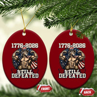 Still Undefeated 1776 to 2026 Muscular Uncle Sam Ceramic Ornament Buff Bodybuilder American Flag 250th Anniversary Semiquincentennial