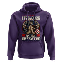Still Undefeated 1776 to 2026 Muscular Uncle Sam Hoodie Buff Bodybuilder American Flag 250th Anniversary Semiquincentennial