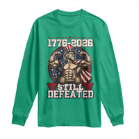 Still Undefeated 1776 to 2026 Muscular Uncle Sam Long Sleeve Shirt Buff Bodybuilder American Flag 250th Anniversary Semiquincentennial