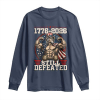 Still Undefeated 1776 to 2026 Muscular Uncle Sam Long Sleeve Shirt Buff Bodybuilder American Flag 250th Anniversary Semiquincentennial