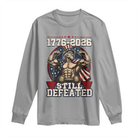 Still Undefeated 1776 to 2026 Muscular Uncle Sam Long Sleeve Shirt Buff Bodybuilder American Flag 250th Anniversary Semiquincentennial
