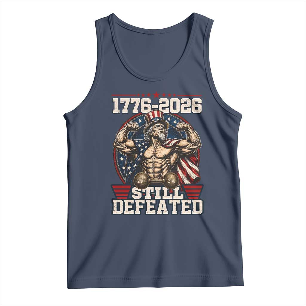 Still Undefeated 1776 to 2026 Muscular Uncle Sam Tank Top Buff Bodybuilder American Flag 250th Anniversary Semiquincentennial