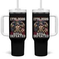 Still Undefeated 1776 to 2026 Muscular Uncle Sam Tumbler With Handle Buff Bodybuilder American Flag 250th Anniversary Semiquincentennial