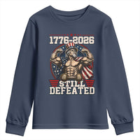 Still Undefeated 1776 to 2026 Muscular Uncle Sam Youth Sweatshirt Buff Bodybuilder American Flag 250th Anniversary Semiquincentennial