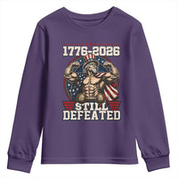Still Undefeated 1776 to 2026 Muscular Uncle Sam Youth Sweatshirt Buff Bodybuilder American Flag 250th Anniversary Semiquincentennial