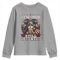 Still Undefeated 1776 to 2026 Muscular Uncle Sam Youth Sweatshirt Buff Bodybuilder American Flag 250th Anniversary Semiquincentennial
