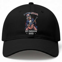 Let Freedom Rock Uncle Sam Rock Star Baseball Cap Funny Electric Guitar Player American Flag Suit 1776 to 2026 Semiquincentennial