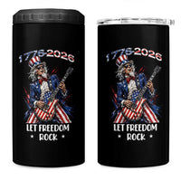 Let Freedom Rock Uncle Sam Rock Star 4 in 1 Can Cooler Tumbler Funny Electric Guitar Player American Flag Suit 1776 to 2026 Semiquincentennial