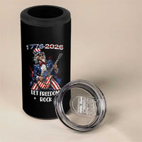 Let Freedom Rock Uncle Sam Rock Star 4 in 1 Can Cooler Tumbler Funny Electric Guitar Player American Flag Suit 1776 to 2026 Semiquincentennial