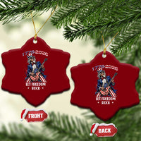 Let Freedom Rock Uncle Sam Rock Star Ceramic Ornament Funny Electric Guitar Player American Flag Suit 1776 to 2026 Semiquincentennial