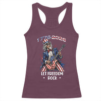 Let Freedom Rock Uncle Sam Rock Star Racerback Tank Top Funny Electric Guitar Player American Flag Suit 1776 to 2026 Semiquincentennial