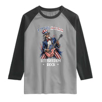 Let Freedom Rock Uncle Sam Rock Star Raglan Shirt Funny Electric Guitar Player American Flag Suit 1776 to 2026 Semiquincentennial