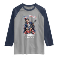 Let Freedom Rock Uncle Sam Rock Star Raglan Shirt Funny Electric Guitar Player American Flag Suit 1776 to 2026 Semiquincentennial