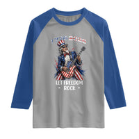 Let Freedom Rock Uncle Sam Rock Star Raglan Shirt Funny Electric Guitar Player American Flag Suit 1776 to 2026 Semiquincentennial