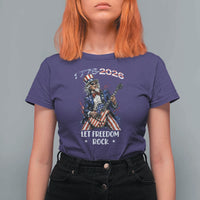 Let Freedom Rock Uncle Sam Rock Star T Shirt For Women Funny Electric Guitar Player American Flag Suit 1776 to 2026 Semiquincentennial