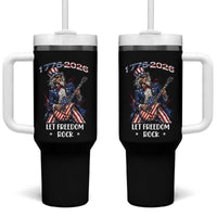 Let Freedom Rock Uncle Sam Rock Star Tumbler With Handle Funny Electric Guitar Player American Flag Suit 1776 to 2026 Semiquincentennial