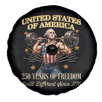 USA 250 Years of Freedom Muscular George Washington Weightlifter Spare Tire Cover Built Different Since 1776 Funny Patriotic 1st President Bodybuilder