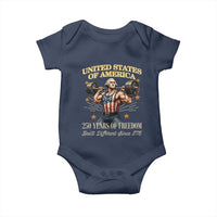 USA 250 Years of Freedom Muscular George Washington Weightlifter Baby Onesie Built Different Since 1776 Funny Patriotic 1st President Bodybuilder