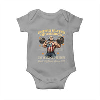USA 250 Years of Freedom Muscular George Washington Weightlifter Baby Onesie Built Different Since 1776 Funny Patriotic 1st President Bodybuilder