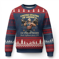 USA 250 Years of Freedom Muscular George Washington Weightlifter Ugly Christmas Sweater Built Different Since 1776 Funny Patriotic 1st President Bodybuilder