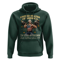 USA 250 Years of Freedom Muscular George Washington Weightlifter Hoodie Built Different Since 1776 Funny Patriotic 1st President Bodybuilder