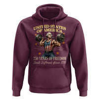 USA 250 Years of Freedom Muscular George Washington Weightlifter Hoodie Built Different Since 1776 Funny Patriotic 1st President Bodybuilder