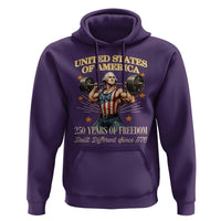 USA 250 Years of Freedom Muscular George Washington Weightlifter Hoodie Built Different Since 1776 Funny Patriotic 1st President Bodybuilder