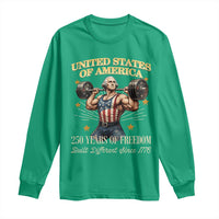 USA 250 Years of Freedom Muscular George Washington Weightlifter Long Sleeve Shirt Built Different Since 1776 Funny Patriotic 1st President Bodybuilder
