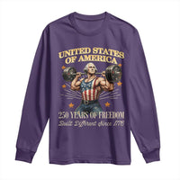 USA 250 Years of Freedom Muscular George Washington Weightlifter Long Sleeve Shirt Built Different Since 1776 Funny Patriotic 1st President Bodybuilder