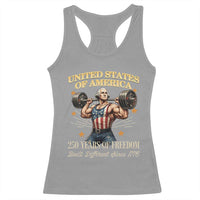 USA 250 Years of Freedom Muscular George Washington Weightlifter Racerback Tank Top Built Different Since 1776 Funny Patriotic 1st President Bodybuilder