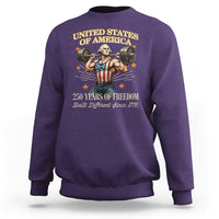 USA 250 Years of Freedom Muscular George Washington Weightlifter Sweatshirt Built Different Since 1776 Funny Patriotic 1st President Bodybuilder