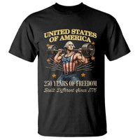 USA 250 Years of Freedom Muscular George Washington Weightlifter T Shirt Built Different Since 1776 Funny Patriotic 1st President Bodybuilder