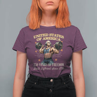USA 250 Years of Freedom Muscular George Washington Weightlifter T Shirt For Women Built Different Since 1776 Funny Patriotic 1st President Bodybuilder