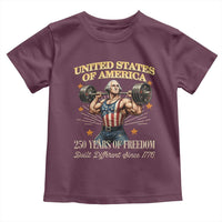 USA 250 Years of Freedom Muscular George Washington Weightlifter Toddler T Shirt Built Different Since 1776 Funny Patriotic 1st President Bodybuilder