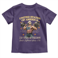 USA 250 Years of Freedom Muscular George Washington Weightlifter Toddler T Shirt Built Different Since 1776 Funny Patriotic 1st President Bodybuilder