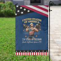USA 250 Years of Freedom Muscular George Washington Weightlifter Patriotic Garden Flag Built Different Since 1776 Funny 1st President Bodybuilder