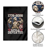 Still Undefeated 1776 to 2026 Muscular George Washington Garden Flag Buff Bodybuilder American Flag Cape 250th Anniversary Semiquincentennial