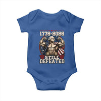 Still Undefeated 1776 to 2026 Muscular George Washington Baby Onesie Buff Bodybuilder American Flag Cape 250th Anniversary Semiquincentennial