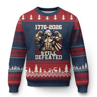 Still Undefeated 1776 to 2026 Muscular George Washington Ugly Christmas Sweater Buff Bodybuilder American Flag Cape 250th Anniversary Semiquincentennial