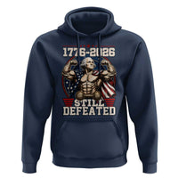 Still Undefeated 1776 to 2026 Muscular George Washington Hoodie Buff Bodybuilder American Flag Cape 250th Anniversary Semiquincentennial