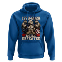 Still Undefeated 1776 to 2026 Muscular George Washington Hoodie Buff Bodybuilder American Flag Cape 250th Anniversary Semiquincentennial