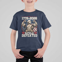 Still Undefeated 1776 to 2026 Muscular George Washington T Shirt For Kid Buff Bodybuilder American Flag Cape 250th Anniversary Semiquincentennial