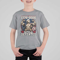Still Undefeated 1776 to 2026 Muscular George Washington T Shirt For Kid Buff Bodybuilder American Flag Cape 250th Anniversary Semiquincentennial