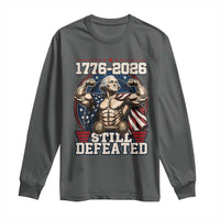 Still Undefeated 1776 to 2026 Muscular George Washington Long Sleeve Shirt Buff Bodybuilder American Flag Cape 250th Anniversary Semiquincentennial